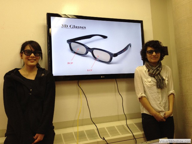 Tiffany Lin '12 and Irene Roman '13 explain how 3D glasses work.
