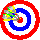 Image of target with darts hitting bullseye